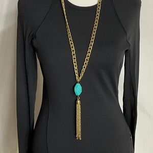 Gold and Turquoise Pendant Necklace